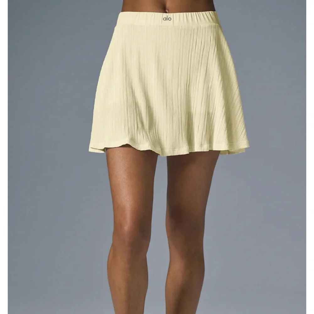 Alo Micro Plisse Tennis Skirt NWT Lemon Ice